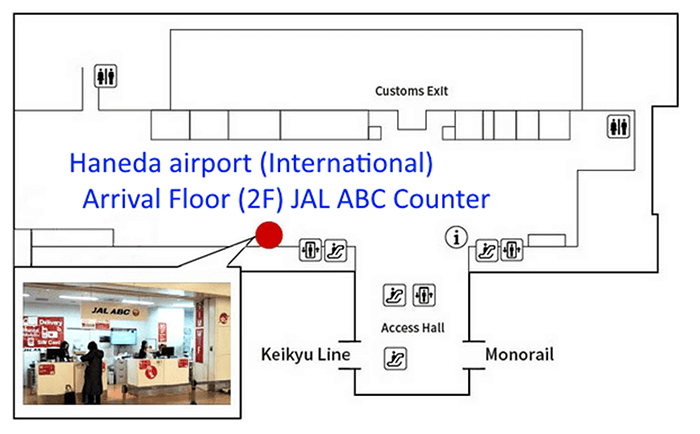 Comptoir pour le pocket wifi à l'aéroport de Haneda